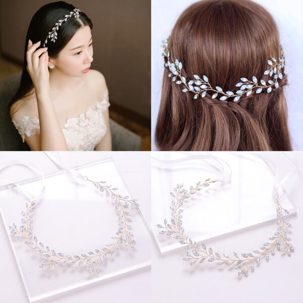 Crystal Pearl Headband Tiara Flower Headpiece 5