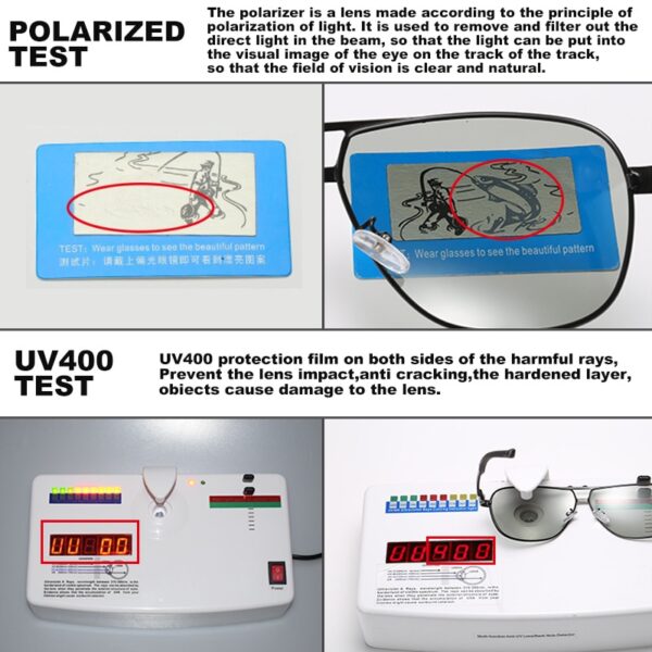 Vintage Square Photochromic Sunglasses Polarized  Anti-Glare Driver's Sunglasses 5