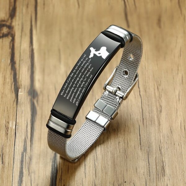 Adjustable Length TO DAD Bracelets Mesh Watch Band with Soft Silicone Gasket Stainless Steel 2