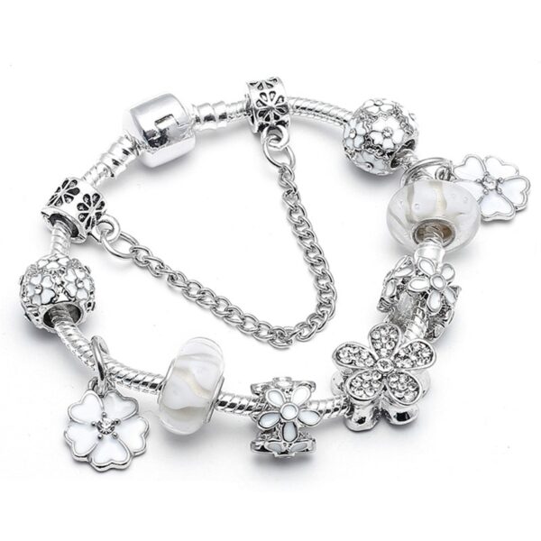 Vintage Silver Plated Crystal Charm Bracelets Jewelry Gift High Quality 3