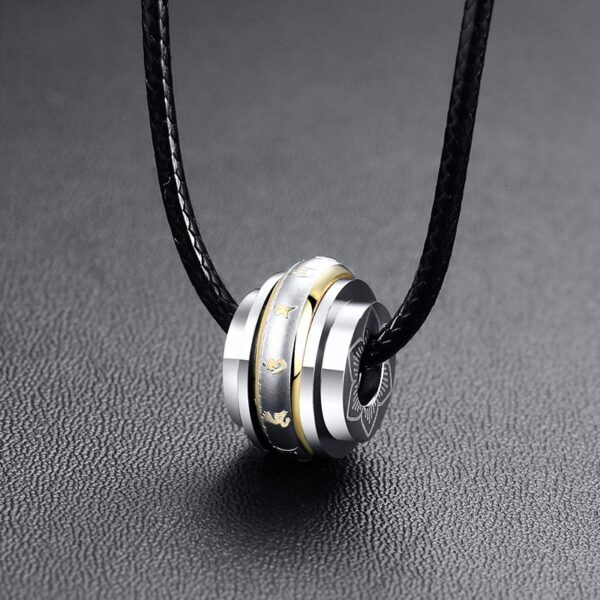 Lucky Beads Charm Necklace for Men Spinner Fortune Pendant Stainless Steel 3