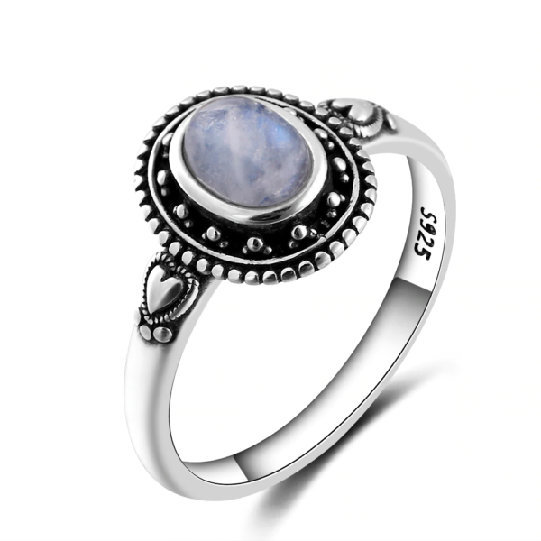 New Design 5x7mm Natural Moonstone Rings 925 Sterling Silver Jewelry 1