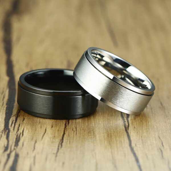 Black Stainless Steel Rotatable Rings for Men 2