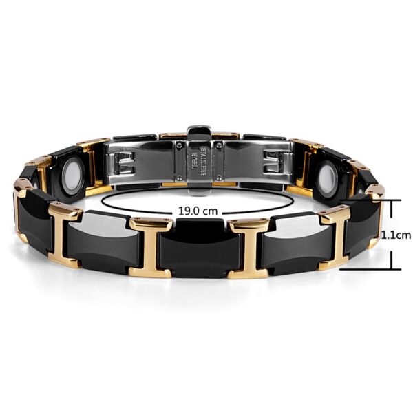 Black Ceramic Tungsten Steel Charm Magnetic Health Care Link Bracelets 5