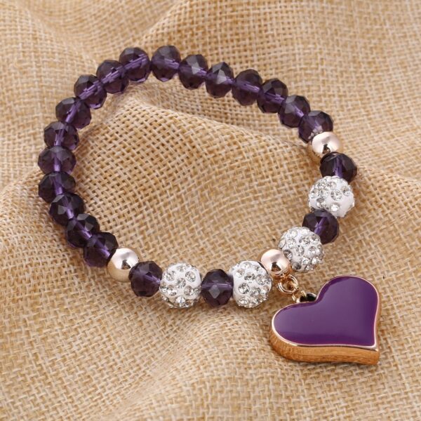 Crystal Bangle Elastic Heart Bracelet for Women 2