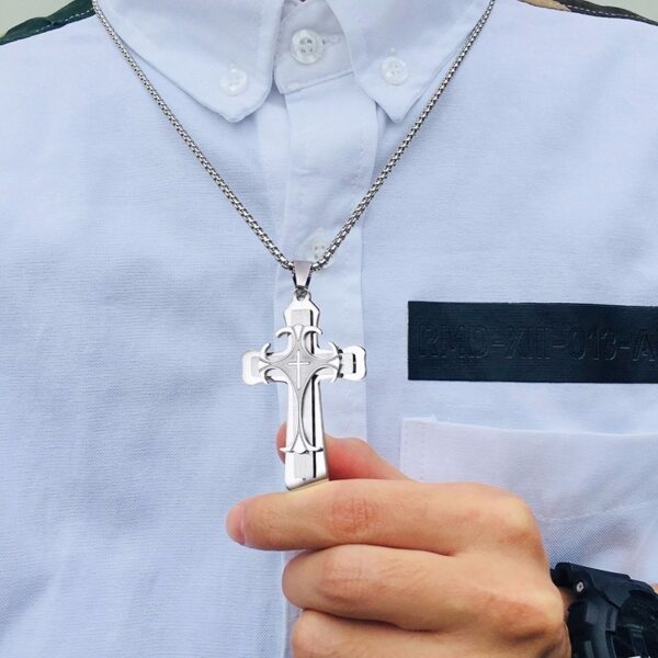 Men's Stainless Steel Cross Pendant Necklace 4