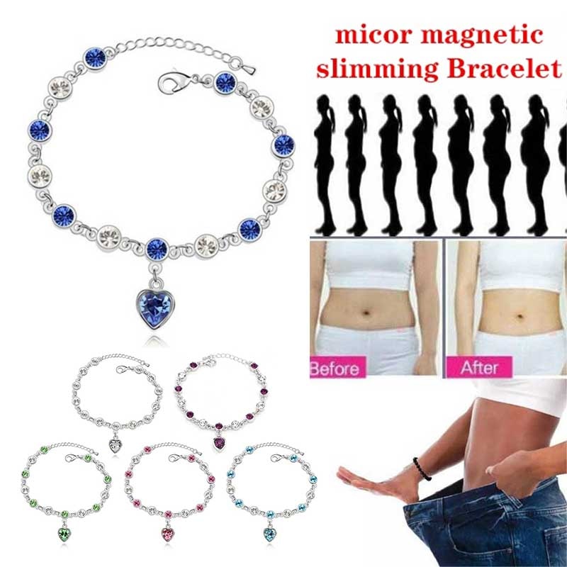 Weight Loss Bracelet 925 Pure Silver Blue Crystal Bracelet Magnetic Therapy Burning Fat