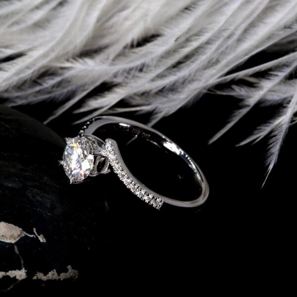 1 Carat ct 6.5mm White Engagement Wedding Moissanite Diamond Ring 3