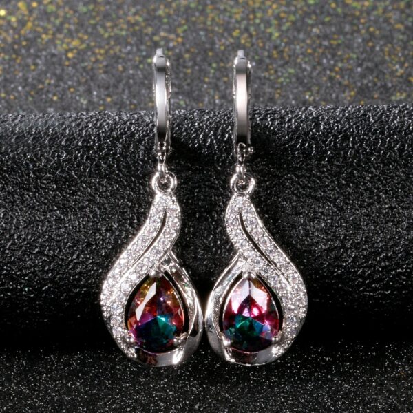 Luxury Jewelry Earrings Women's Water Drop Silver Earrings 3