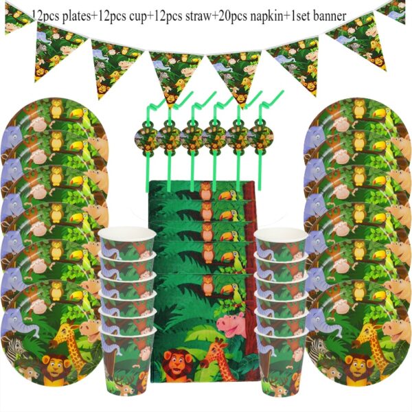 Jungle Birthday Party Decoration Disposable Tableware Set 4