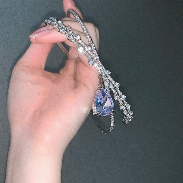 Luxury Crown Crystal Choker Necklace Water Drop Pendant 3