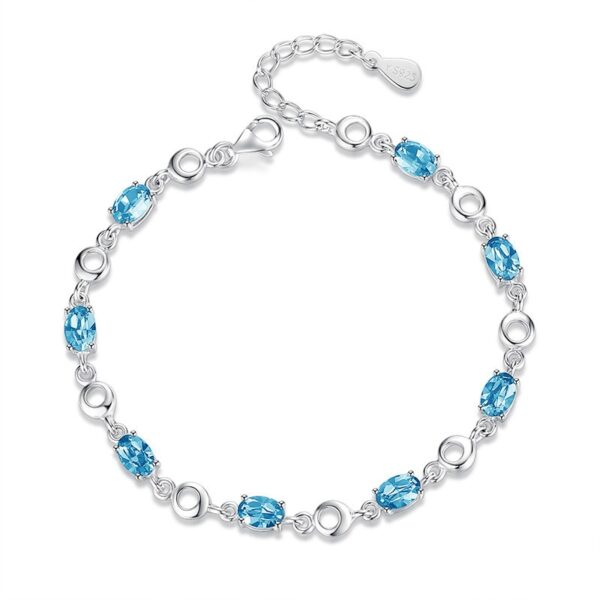 925 Sterling Silver Blue Sapphire Color Gemstone Bracelets 4