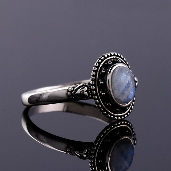 New Design 5x7mm Natural Moonstone Rings 925 Sterling Silver Jewelry 4
