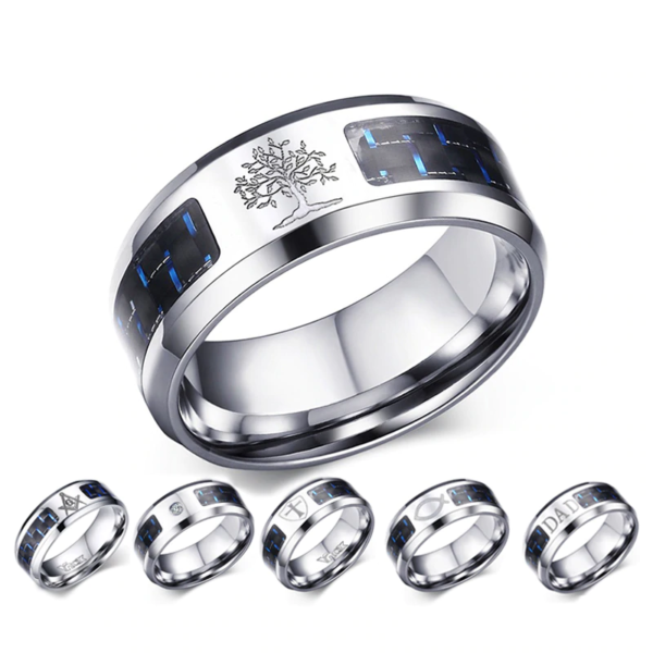 Men Ring Engraved Tree Of Life Stainless Steel