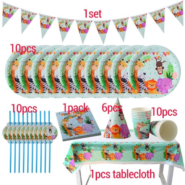 Jungle Birthday Party Decoration Disposable Tableware Set 2