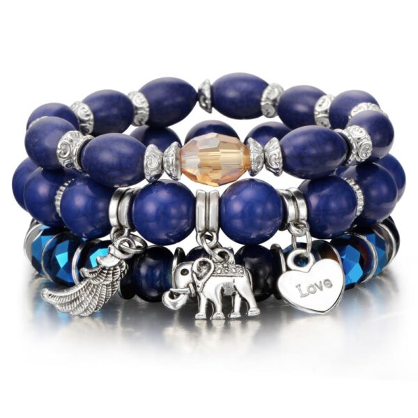 Fashion Boho Stone Beaded Bracelet Set With Colorful Gem Long Wrap Bracelets 3
