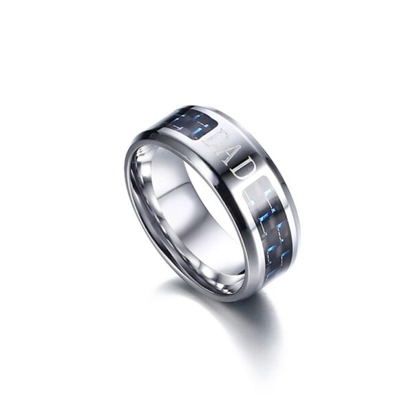 Trendy Men Ring with Blue Carbon Fiber Stainless Steel Father's Day Gift 5