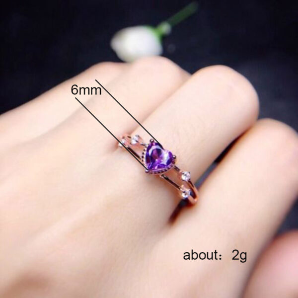 Romantic Rings For Women With Bright Purple Heart Shaped CZ Stone 6