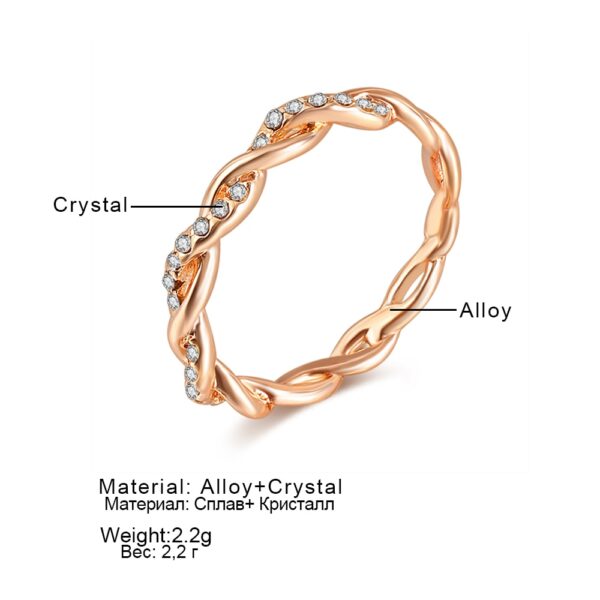 Rose Gold Color Twist Classical Cubic Zirconia Rings 6