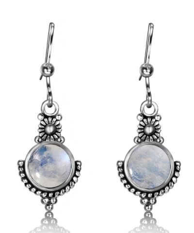 Bohemian Style Natural Moonstone Drop Earrings 925 Sterling Jewelry