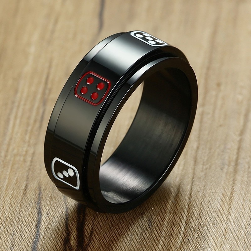 Stylish Stainless Steel Lucky Fortune Craps Finger Rings