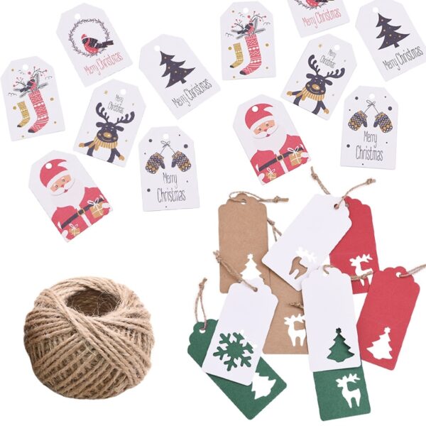 50Pcs Christmas Tags Kraft Paper Card Gift Label Tags Hang Tags Gift Wrapping 1