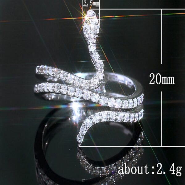 Fashion Trend Women Ring Silver Color CZ Stone Exquisite Snake-shape Ring 6