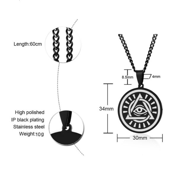 Eye of Providence Pendant Necklaces Black Stainless Steel 4