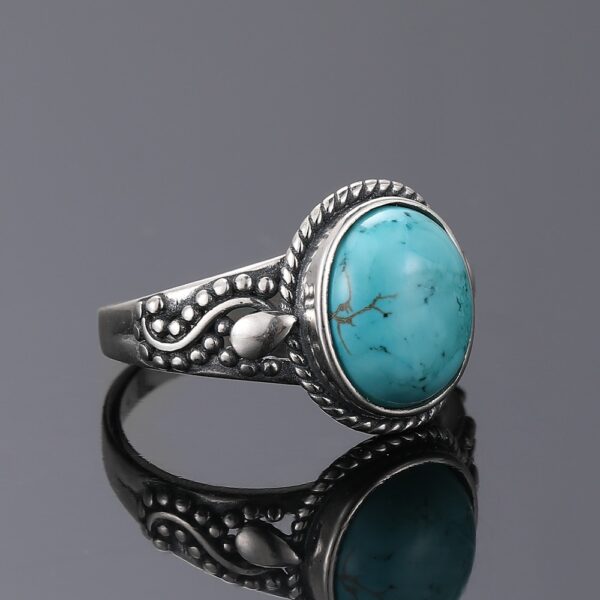 New Fashion Oval High Quality Natural Turquoise Rings 3