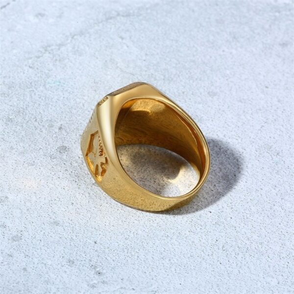 Men Eagle Ring Gold Tone Stainless Steel Square Top 4