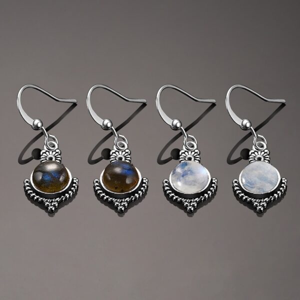 Bohemian Style Natural Moonstone Drop Earrings 925 Sterling Jewelry 2
