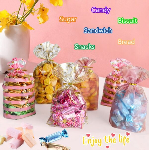 50Pcs/Pack with Wire Ties DIY Plastic Gift Pouches Cookies Candy Bags 1
