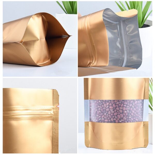 Stand Up Matte Color Foil Window Zip Lock Resealable Bags 3