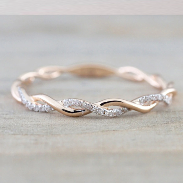 Rose Gold Color Twist Classical Cubic Zirconia Rings 1