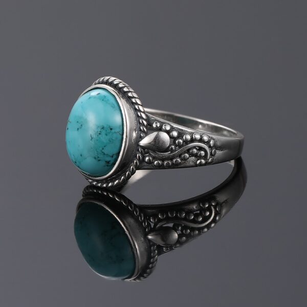 New Fashion Oval High Quality Natural Turquoise Rings 5