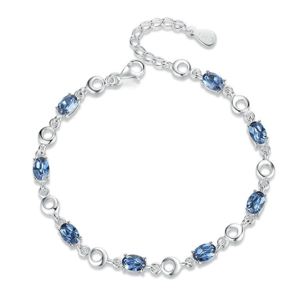 925 Sterling Silver Blue Sapphire Color Gemstone Bracelets 1