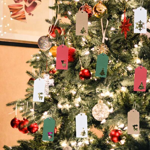 50Pcs Christmas Tags Kraft Paper Card Gift Label Tags Hang Tags Gift Wrapping 6