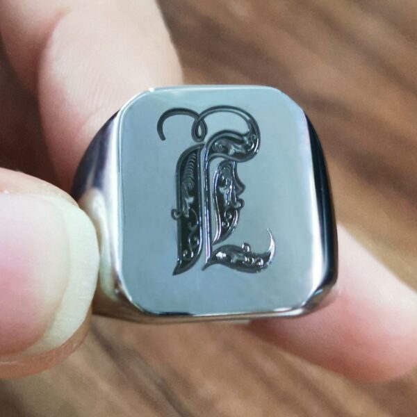 Retro Initials Signet Rings for Men 4