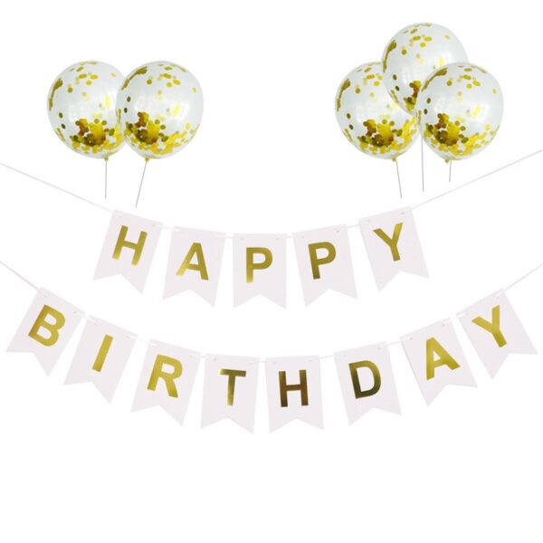 Paperboard Happy Birthday Letters Banner With Confetti Balloons 4