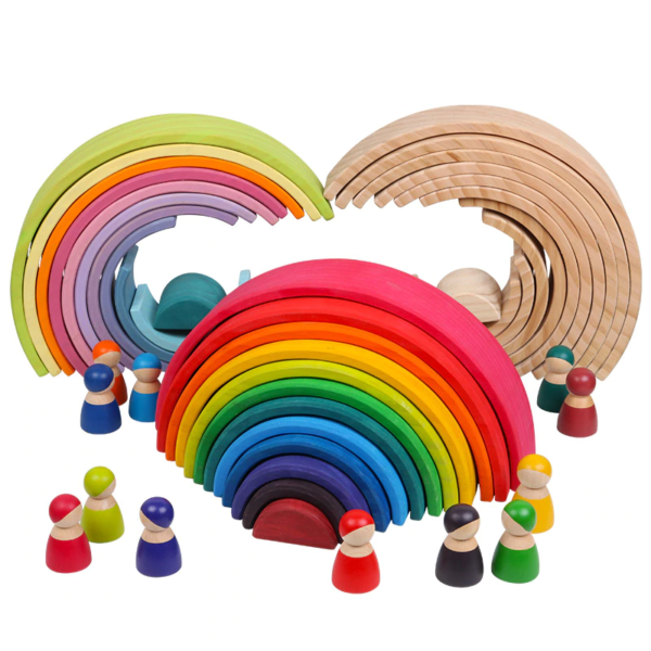 Wood Rainbow Building Blocks