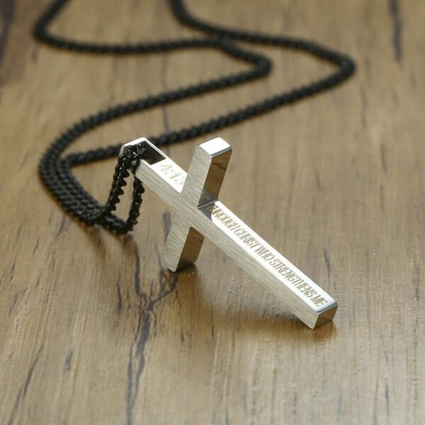Special Bible Cross Pendant Stainless Steel Necklace 3