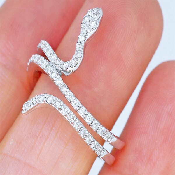 Fashion Trend Women Ring Silver Color CZ Stone Exquisite Snake-shape Ring 4