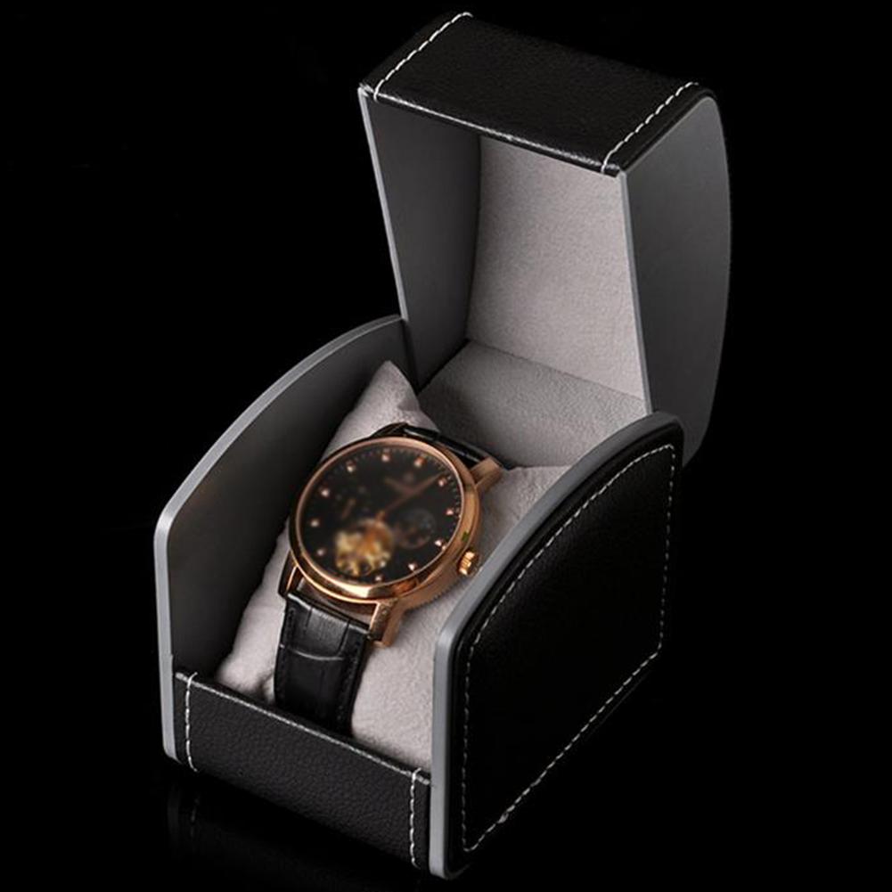 Faux Leather Square Watch Gift Box with Pillow Cushion