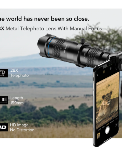 Optic Phone Camera Lens HD 28X Metal Telescope Lens Monocular with Mini Selfie Tripod