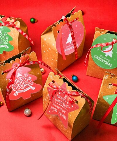 50Pcs Christmas Tags Kraft Paper Card Gift Label Tags Hang Tags Gift Wrapping