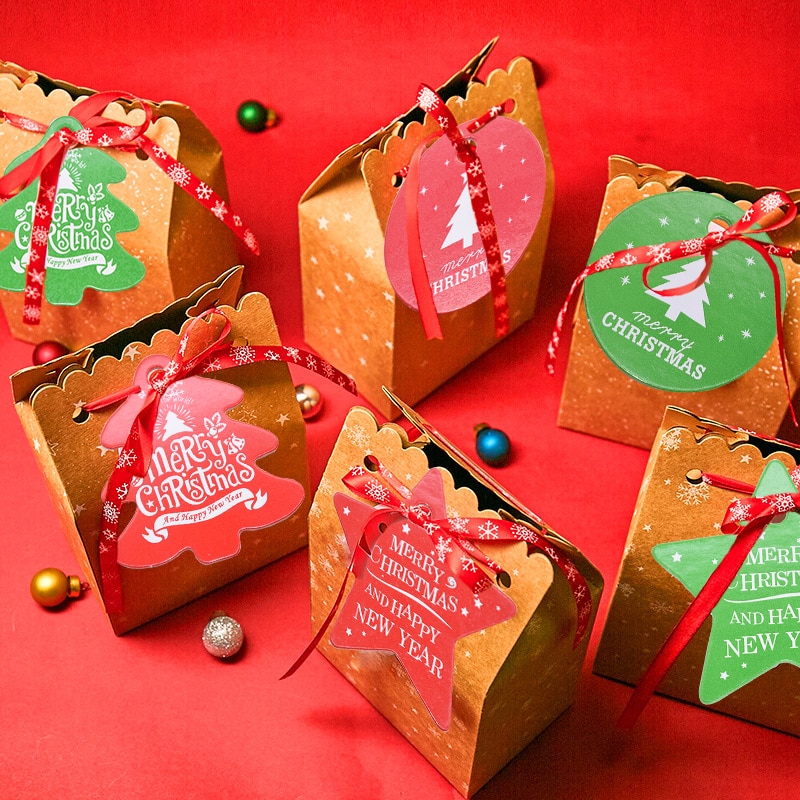 50Pcs Christmas Tags Kraft Paper Card Gift Label Tags Hang Tags Gift Wrapping