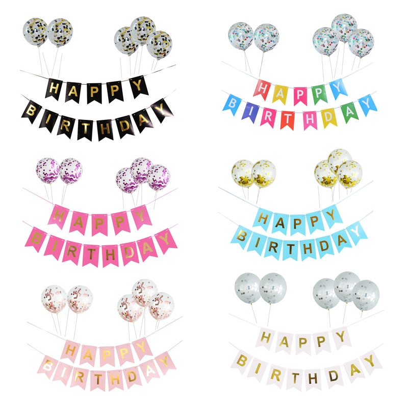 Paperboard Happy Birthday Letters Banner With Confetti Balloons
