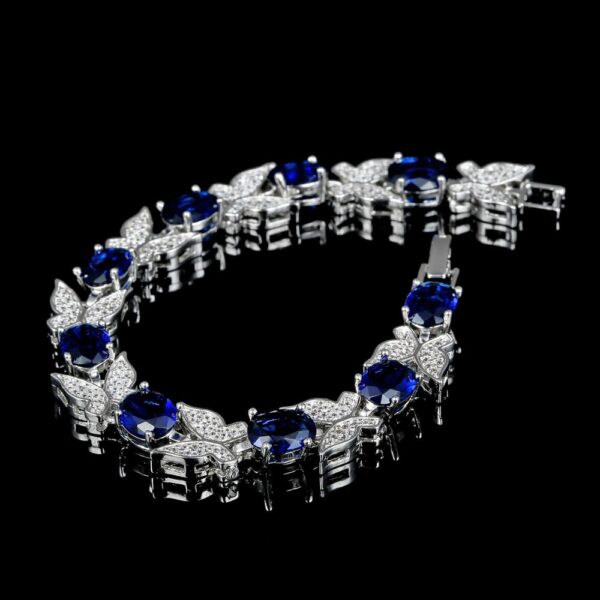 New Luxury Butterfly Bracelets Aquamarine 925 Sterling Silver Charm Bracelets 1