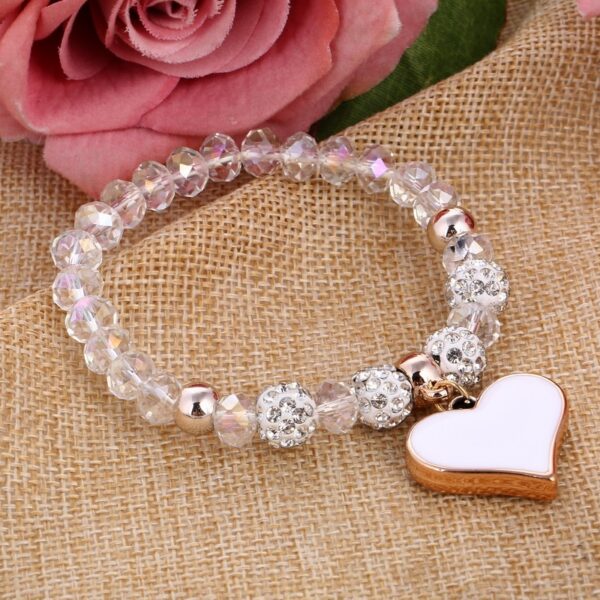 Crystal Bangle Elastic Heart Bracelet for Women 4