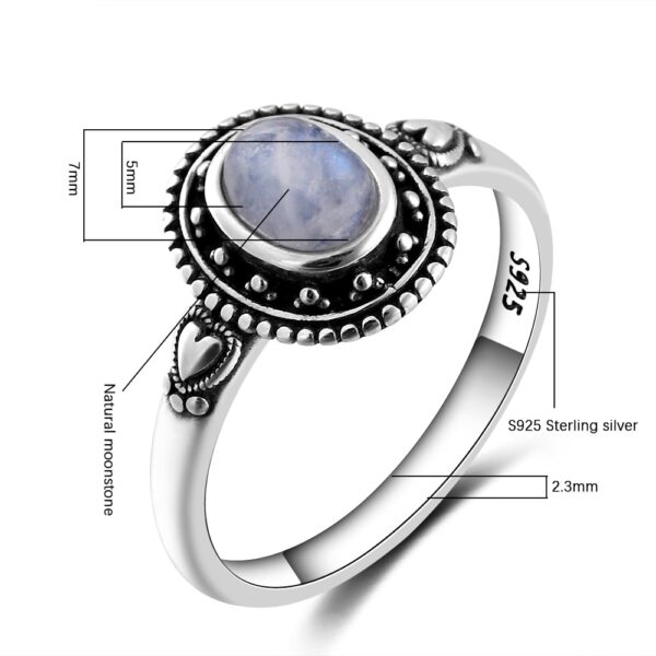 New Design 5x7mm Natural Moonstone Rings 925 Sterling Silver Jewelry 6
